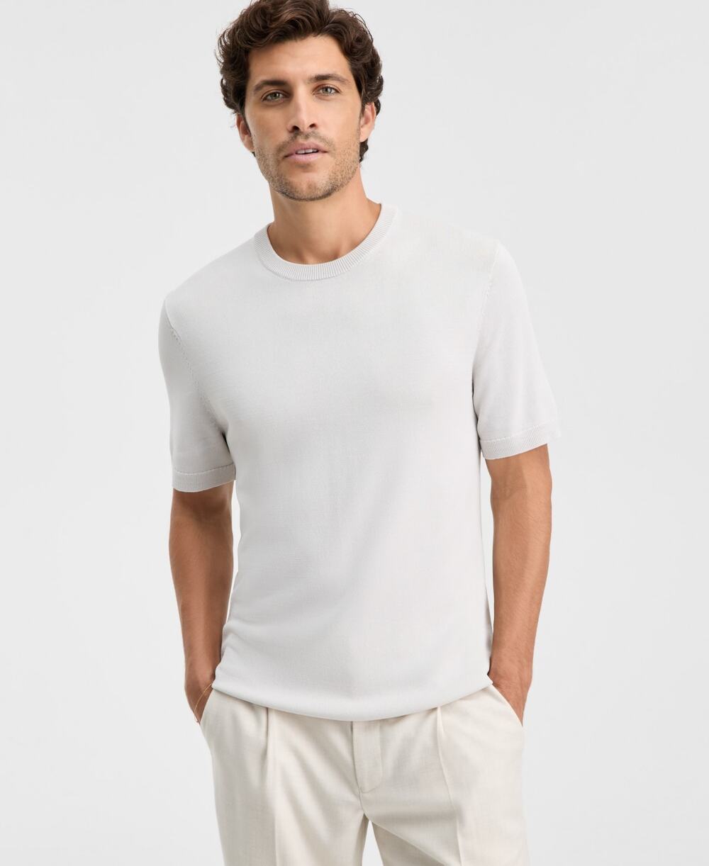 NEW Alfani Sweater T Shirt Men's Gray Bleached Oak Short Sleeve Seamless Size S